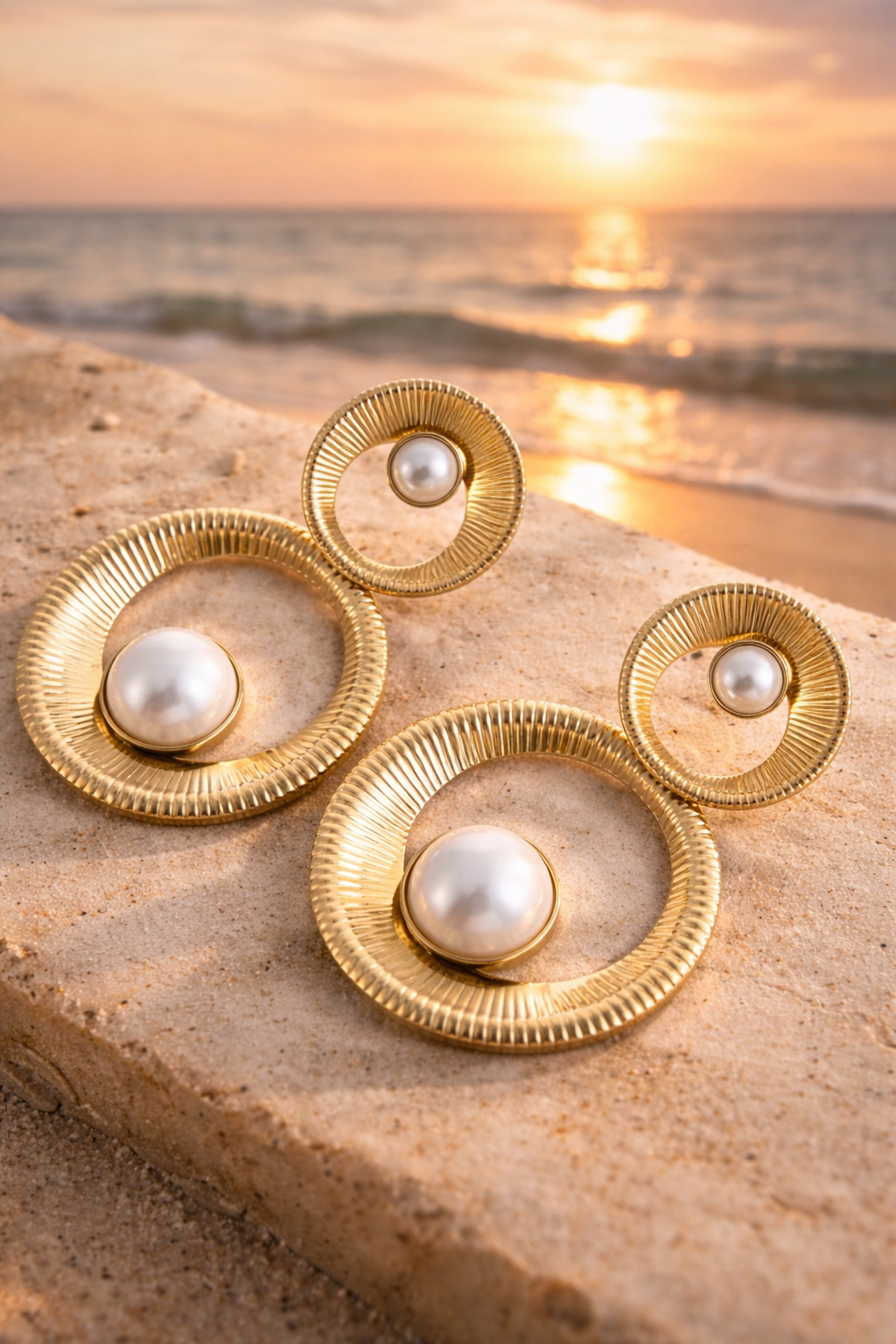 ✨ Boucles Soleil Doré & Perle – Éclat Lumineux & Élégance Intemporelle ✨