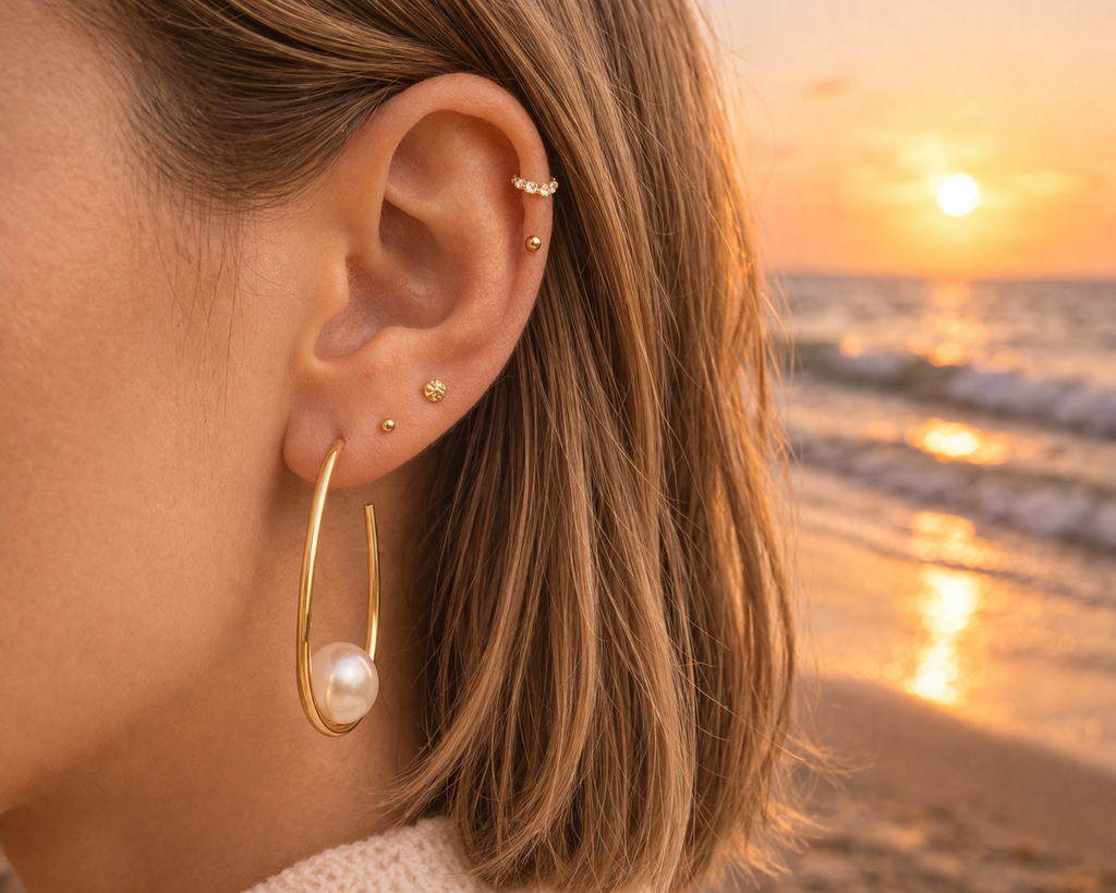 ✨ Boucles Élégance Ovale & Perle – Éclat Doré Intemporel ✨
