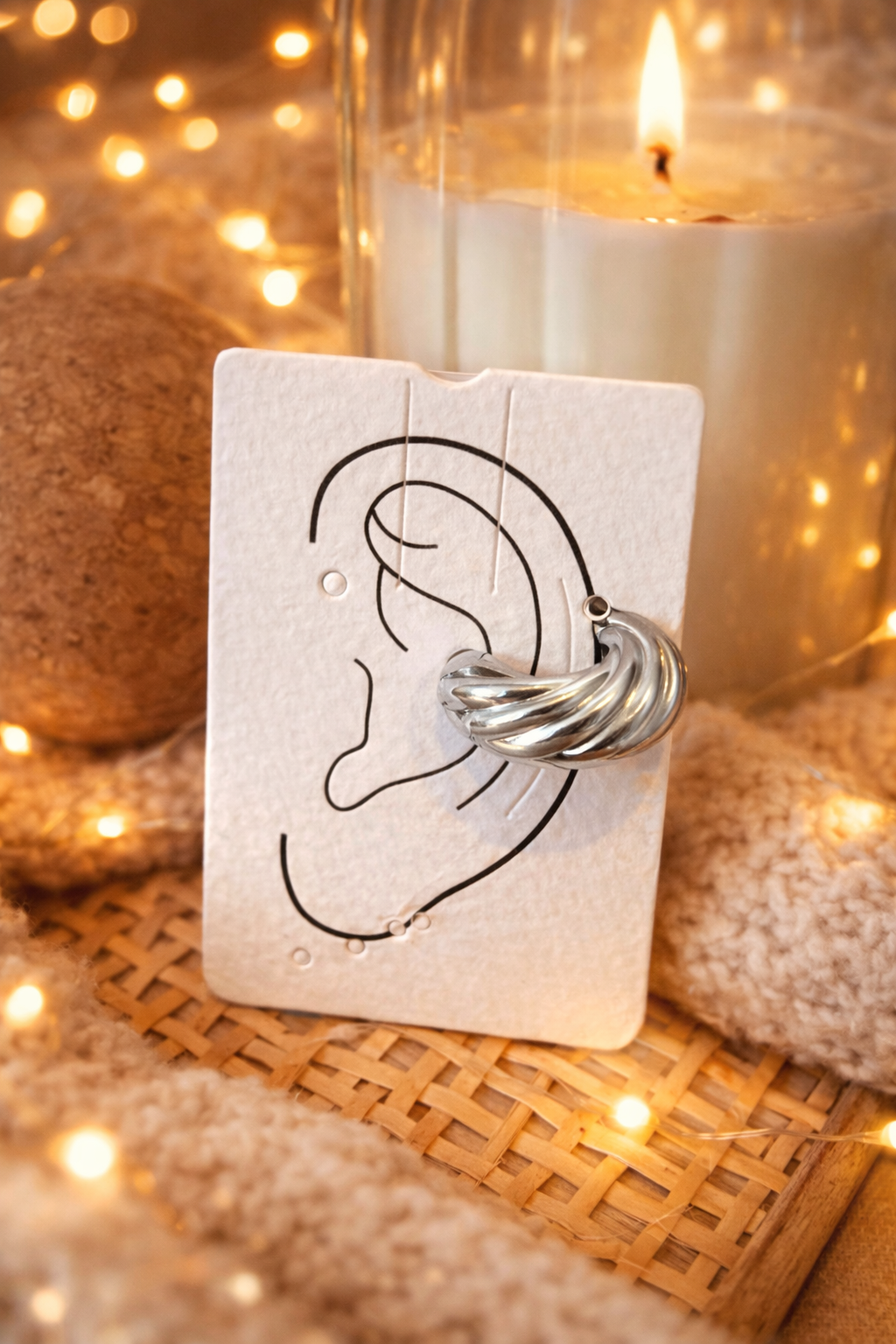 ✨ Ear cuff argenté torsadé – Élégance moderne✨
